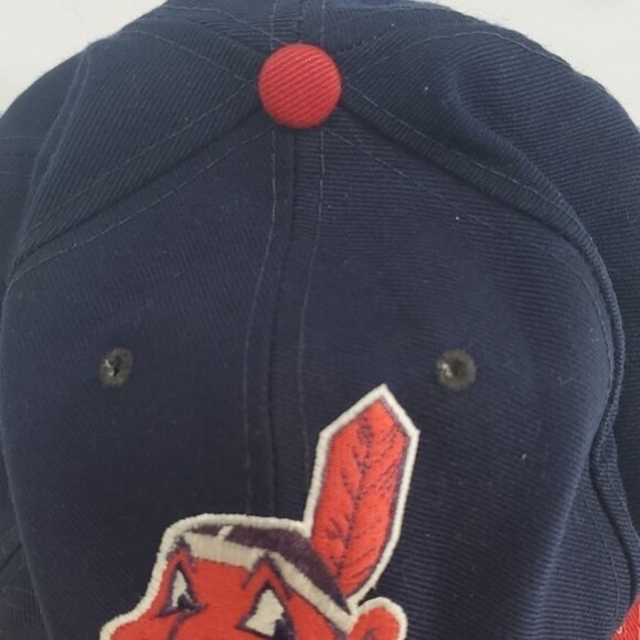 Kids Vintage 90s New Era Diamond Cleveland Baseball Cap Hat Sz 7 - Picture 4 of 16